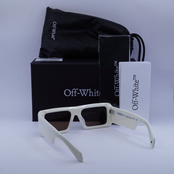 Off-White OERI140 TROY 0164 Rectangle Sunglasses – White/Brown